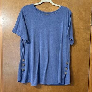 SHEIN Blue Short Sleeve Top with Button Details